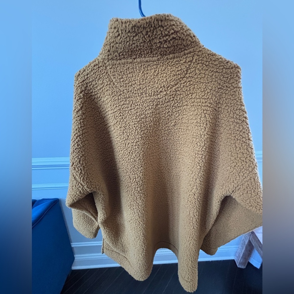 Aerie Sherpa Quarter Button Up Pullover Top Fuzzy Warm Burnt Orange Size L - Picture 8 of 8